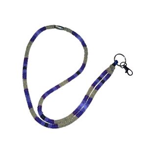 Purple and Silver Beaded Key Lanyard